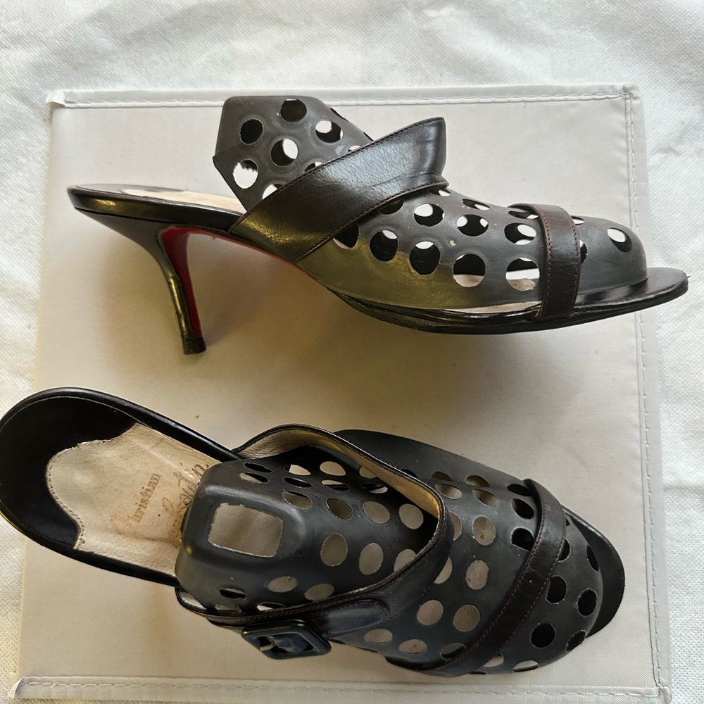 Christian Louboutin black slingback Sz 37 preowned